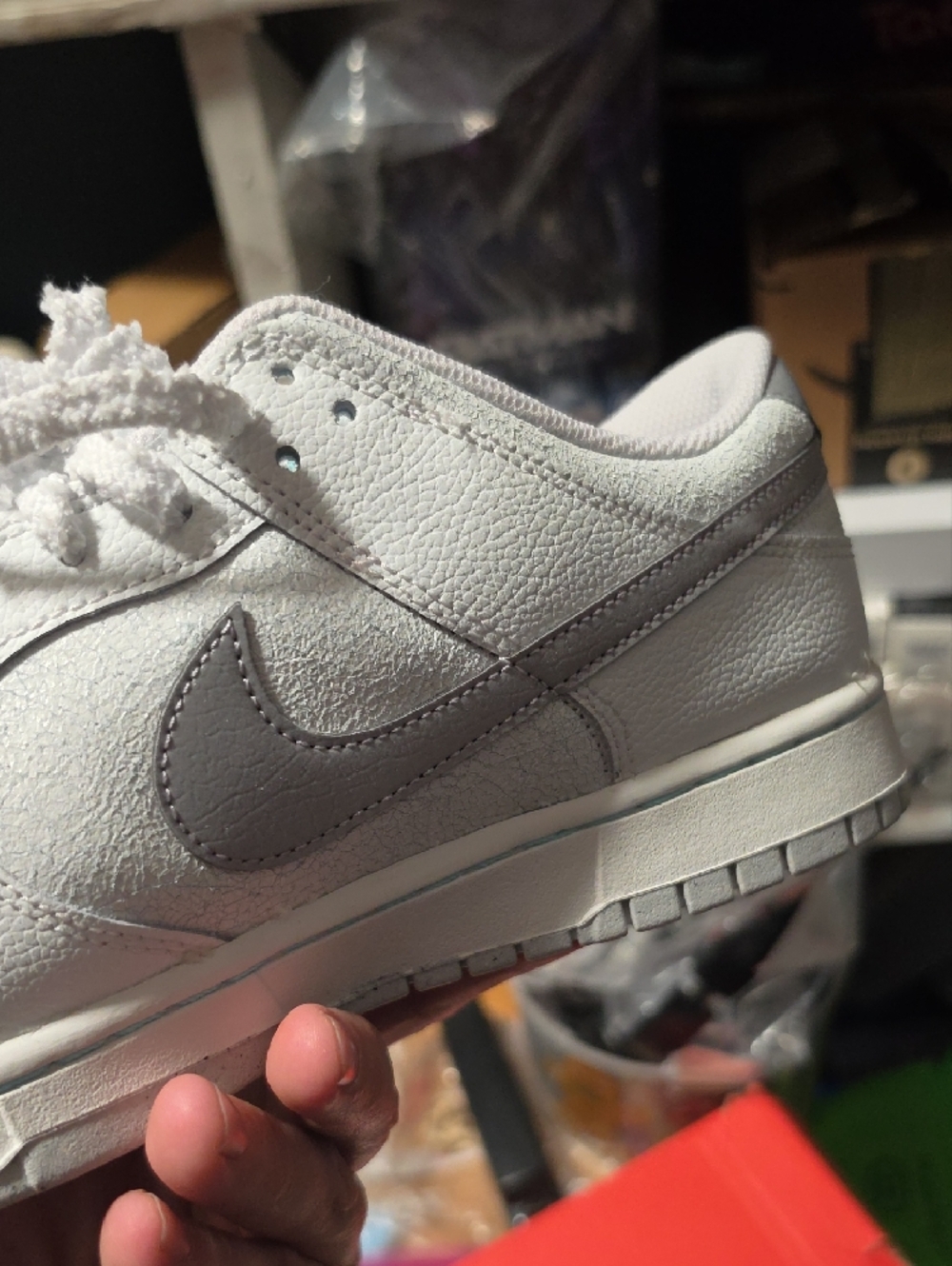 Nike Dunk Low Retro SE in Summit White and Metallic Silver - Picture 8 of 12